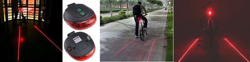 Lumina de semnalizare pentru bicicleta - 5 LED-uri rosii cu lasere